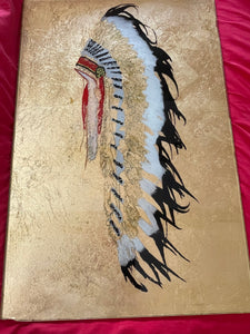 Sandblasted-LARGE  CHIEF INDIAN HEADDRESS