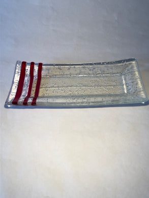 LONG PLATE- RED WIH CLEAR VINES