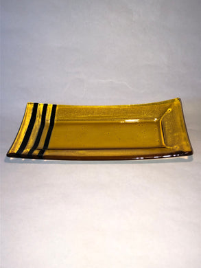 LONG PLATE-AMBER WITH BLACK STRIPS