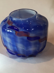 BOWL-BLUE/WHITE WITH RIBBON