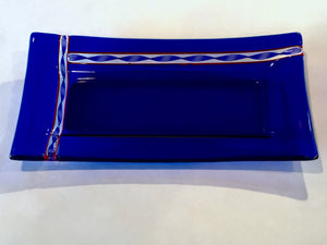 LONG PLATE-COLBALT BLUE WITH CANE