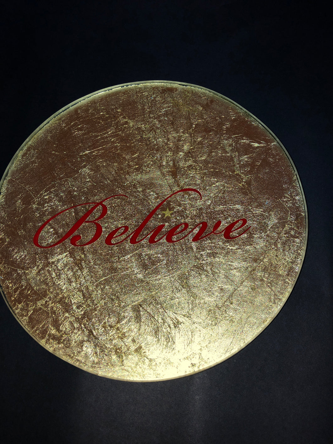 CHRISTMAS PLATE-BELIEVE-GOLD